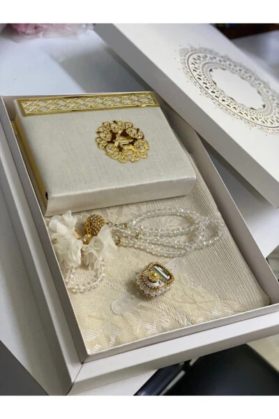 Bohca Prayer Rug Holy Quran Set-Cream - 1