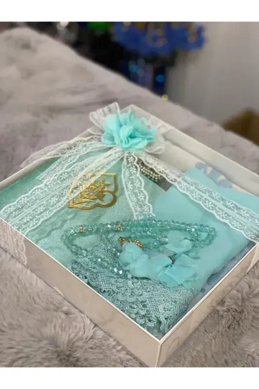 Bohça Prayer Rug Set-Turquoise - 2