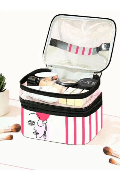 Bohem Ikki Bo'limli Shaffof Makiyaj Sumkasi Sayohat Sumkasi Kosmetik Sumkasi Organizator - SKYINN