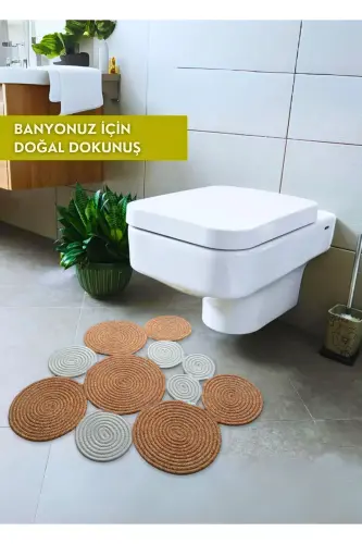 - BOHEM WASHABLE DOUBLE SIDED JUTE, WICKER TOILET FRONT RUG. RUG-BLACK 