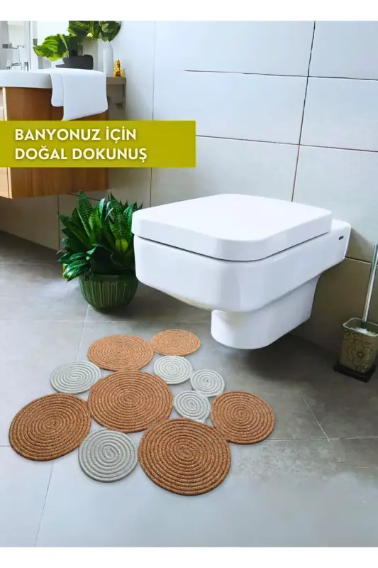 - BOHEM WASHABLE DOUBLE SIDED JUTE, WICKER TOILET FRONT RUG. RUG-BLACK - SFB