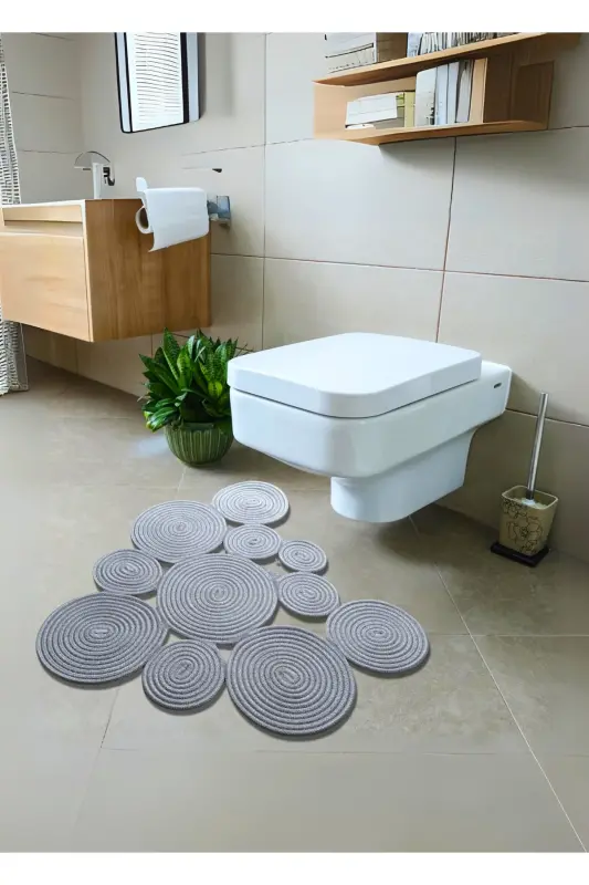 - BOHEM WASHABLE DOUBLE-SIDED JUTE, WICKER TOILET FRONT RUG. RUG-GRAY - SFB