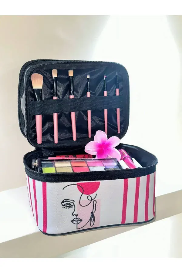 Bohemian Double Compartment Transparent Makeup Bag Travel Bag Cosmetic Bag Organizer - 11