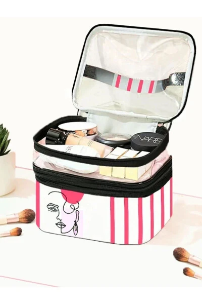 Bohemian Double Compartment Transparent Makeup Bag Travel Bag Cosmetic Bag Organizer - SKYINN
