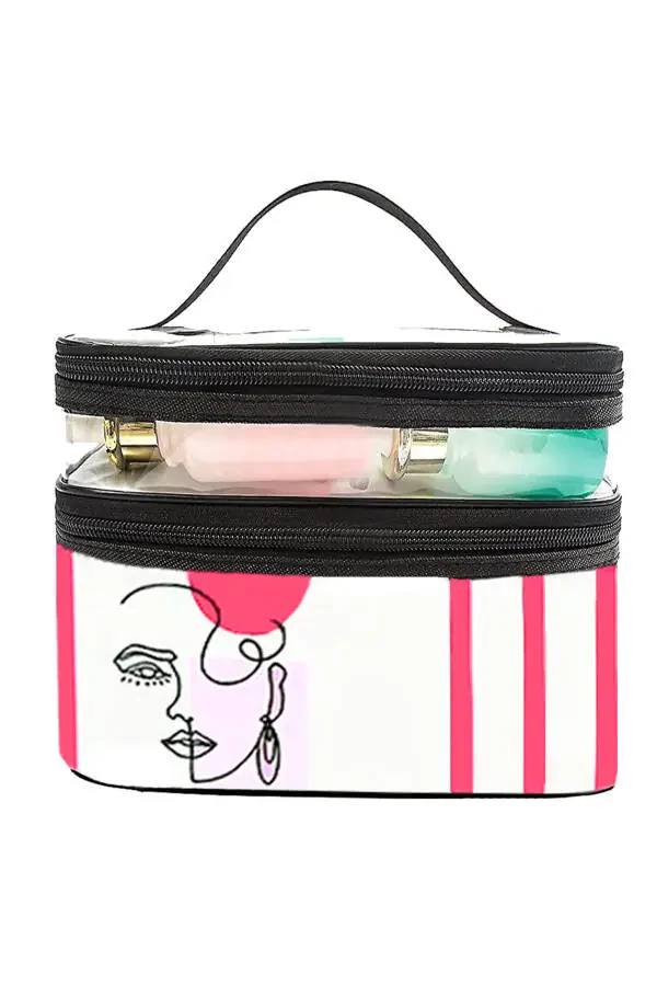 Bohemian Double Compartment Transparent Makeup Bag Travel Bag Cosmetic Bag Organizer - 15