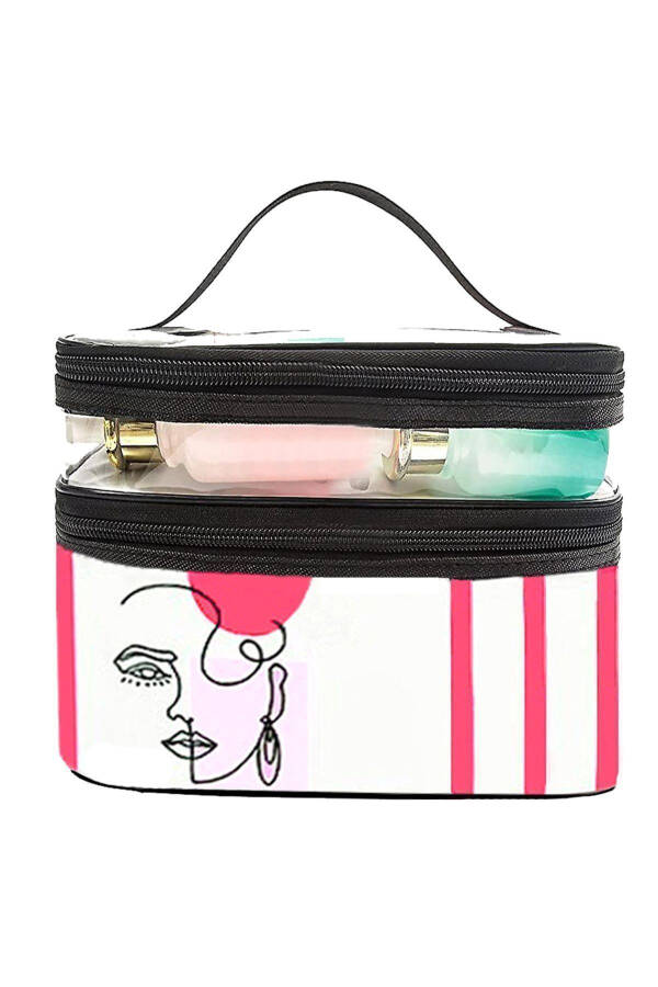 Bohemian Double Compartment Transparent Makeup Bag Travel Bag Cosmetic Bag Organizer - 10