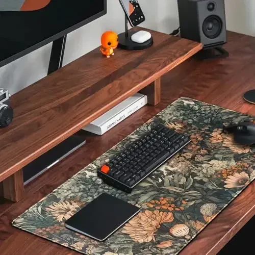 Boho Aesthetic Desk Mat Wildflowers Large Mouse Pad Gaming Pad, XXL Keyboard Mat Full Desktop Women Office Desk Accessories with Stitched Edges Anti-Slip Funny Deskpad, 31.5 X 15.8 in - 5