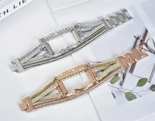 Boho кожаный браслет для Samsung Galaxy Watch 7/6/5/4 Band 40мм 44мм для женщин, 20мм многослойные браслеты ручной работы из бисера для Watch 6 Classic 43мм/Watch 5 Pro/Watch4 Classic 42мм/Galaxy Active 2 - 5