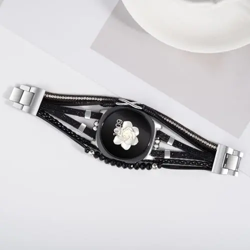 Boho Leather Bracelet for Samsung Galaxy Watch 8/7/6/5/4 Band 40mm 44mm Women, 20mm Handmade Multilayer Beaded Watch Bands for Watch 8 6 Classic 43mm/Watch 5 Pro/Watch4 Classic 42mm/Galaxy Active 2 - 5