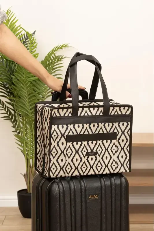 Boho Travel Bag Multi-Purpose Bag-Black - 2