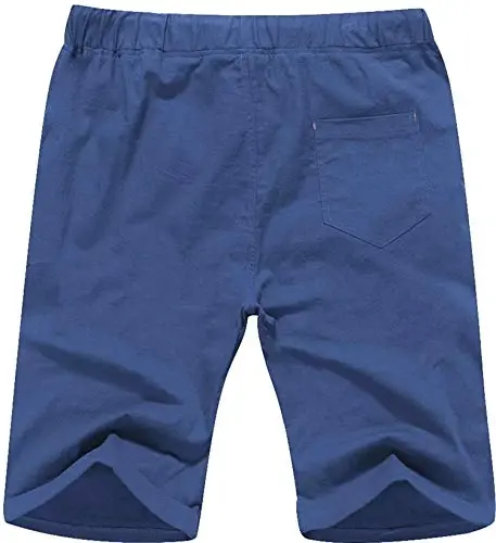 Boisouey Men's Linen Casual Classic Fit Short Summer Beach Shorts - 2