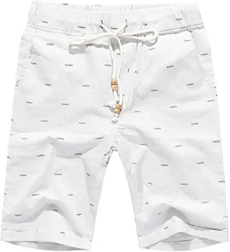 Boisouey Men's Linen Casual Classic Fit Short Summer Beach Shorts 