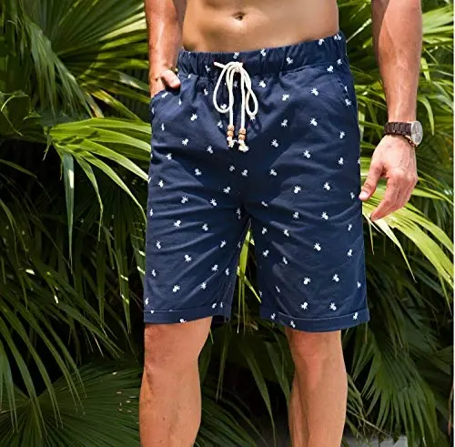 Boisouey Men's Linen Casual Classic Fit Short Summer Beach Shorts - 3