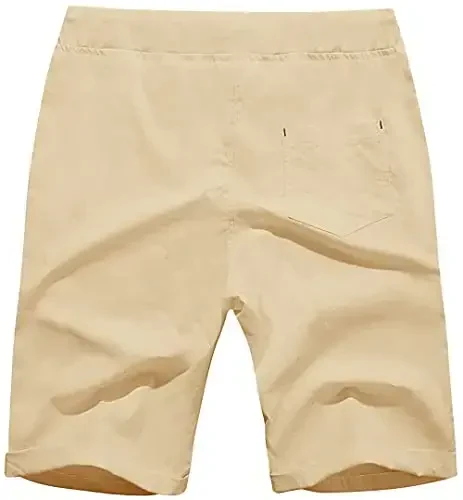 Boisouey Men's Linen Casual Classic Fit Short Summer Beach Shorts - 2