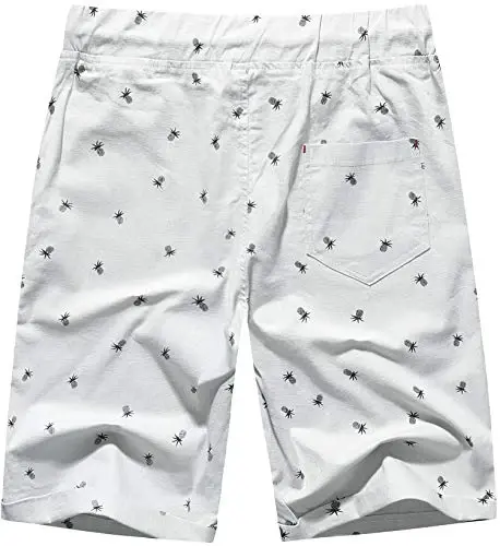 Boisouey Men's Linen Casual Classic Fit Short Summer Beach Shorts - 2