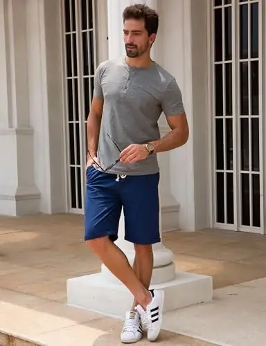 Boisouey Men's Linen Casual Classic Fit Short Summer Beach Shorts - 6