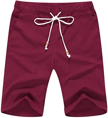 Boisouey Men's Linen Casual Classic Fit Short Summer Beach Shorts - 1