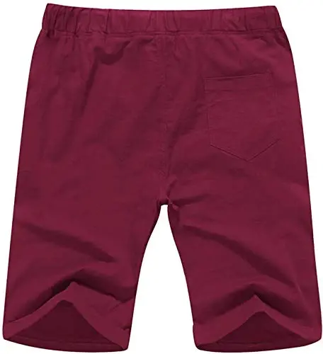 Boisouey Men's Linen Casual Classic Fit Short Summer Beach Shorts - 2