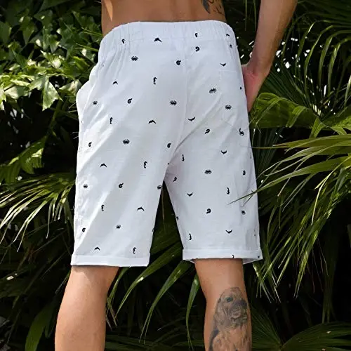 Boisouey Men's Linen Casual Classic Fit Short Summer Beach Shorts - 5