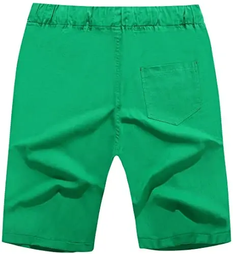 Boisouey Men's Linen Casual Classic Fit Short Summer Beach Shorts - BOISOUEY (1)