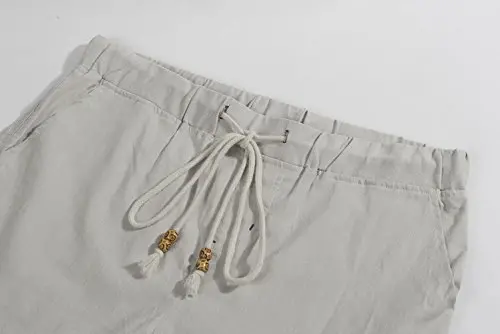 Boisouey Men's Linen Casual Classic Fit Short Summer Beach Shorts - 3