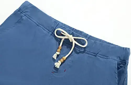 Boisouey Men's Linen Casual Classic Fit Short Summer Beach Shorts - 3