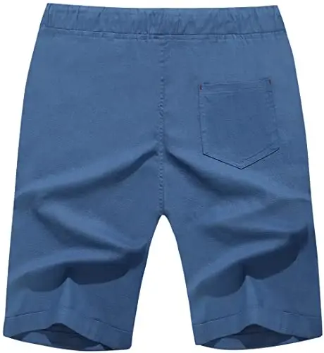 Boisouey Men's Linen Casual Classic Fit Short Summer Beach Shorts - 2