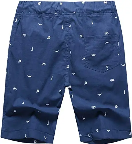 Boisouey Men's Linen Casual Classic Fit Short Summer Beach Shorts - BOISOUEY (1)