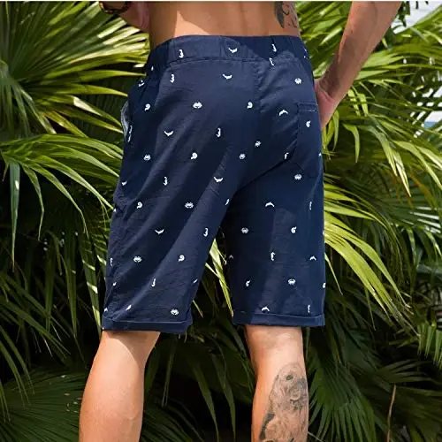 Boisouey Men's Linen Casual Classic Fit Short Summer Beach Shorts - 5