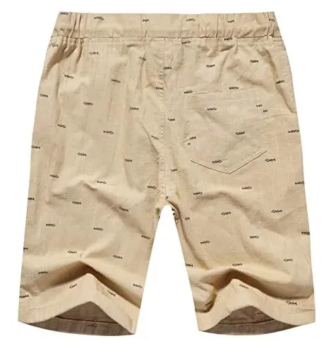 Boisouey Men's Linen Casual Classic Fit Short Summer Beach Shorts - 2