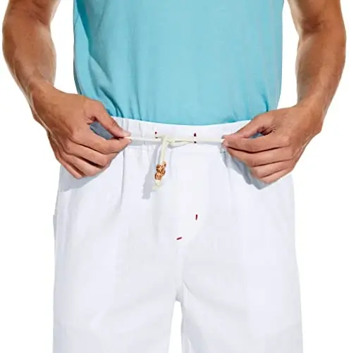 Boisouey Men's Linen Casual Classic Fit Short Summer Beach Shorts - 3