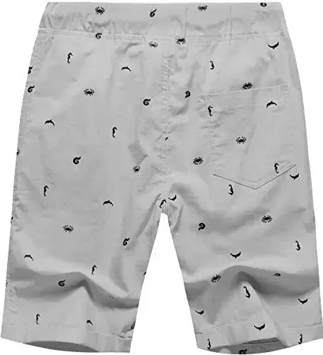 Boisouey Men's Linen Casual Classic Fit Short Summer Beach Shorts - 2
