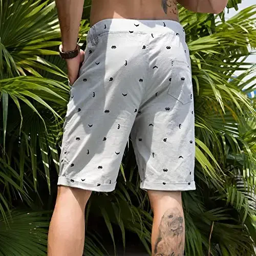 Boisouey Men's Linen Casual Classic Fit Short Summer Beach Shorts - 5