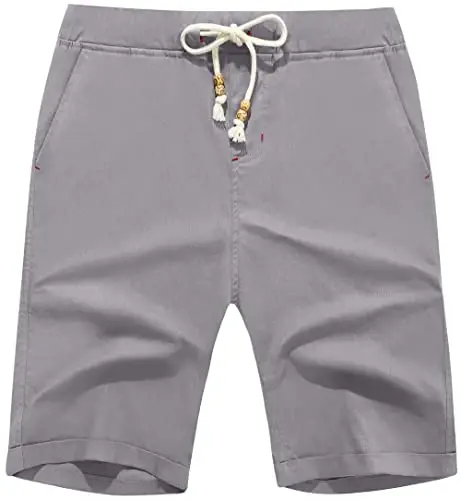 Boisouey Men's Linen Casual Classic Fit Short Summer Beach Shorts 