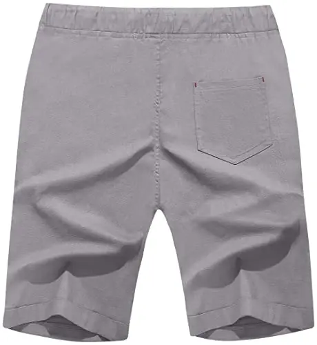 Boisouey Men's Linen Casual Classic Fit Short Summer Beach Shorts - BOISOUEY (1)