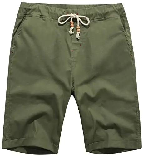 Boisouey Men's Linen Casual Classic Fit Short Summer Beach Shorts - BOISOUEY