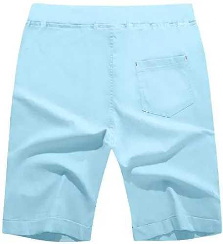 Boisouey Men's Linen Casual Classic Fit Short Summer Beach Shorts - 2