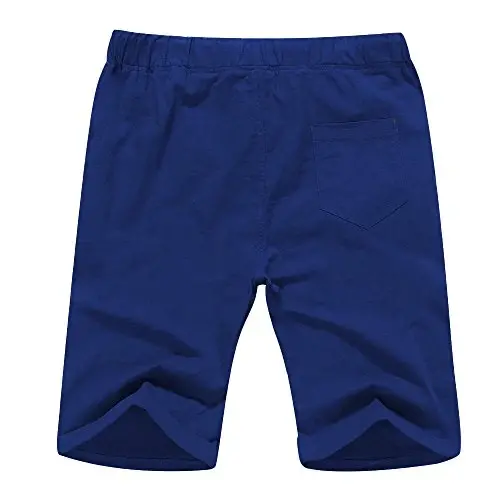 Boisouey Men's Linen Casual Classic Fit Short Summer Beach Shorts - 7
