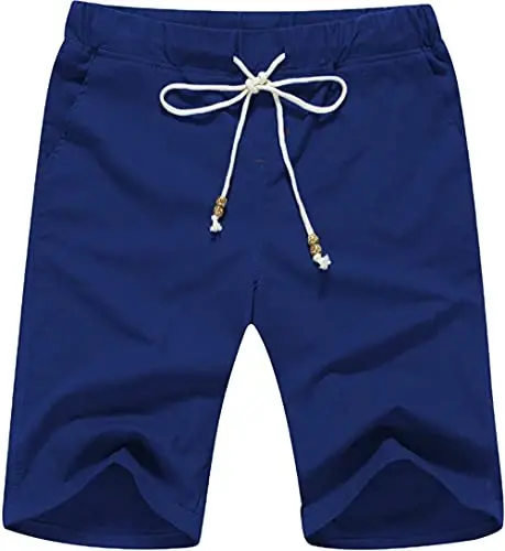 Boisouey Men's Linen Casual Classic Fit Short Summer Beach Shorts 