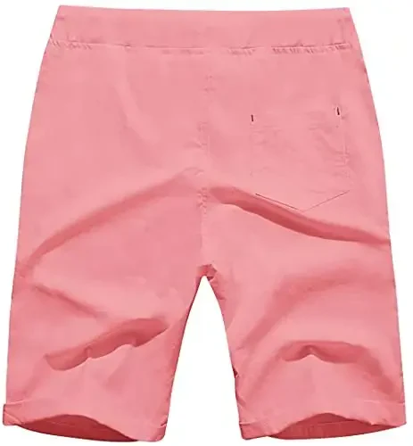 Boisouey Men's Linen Casual Classic Fit Short Summer Beach Shorts - BOISOUEY (1)