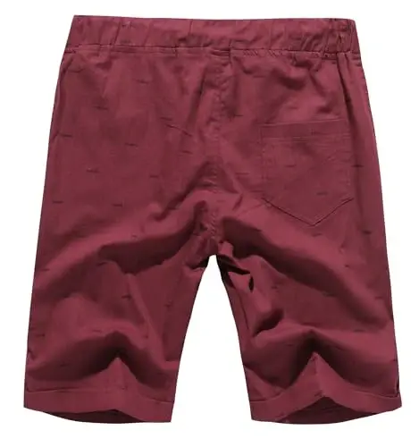 Boisouey Men's Linen Casual Classic Fit Short Summer Beach Shorts - BOISOUEY (1)