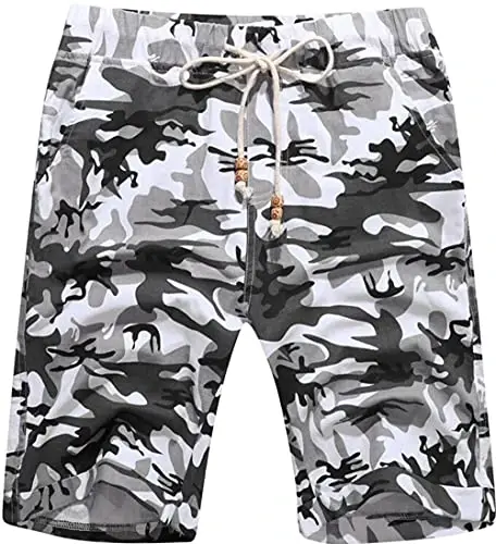 Boisouey Men's Linen Casual Classic Fit Short Summer Beach Shorts 