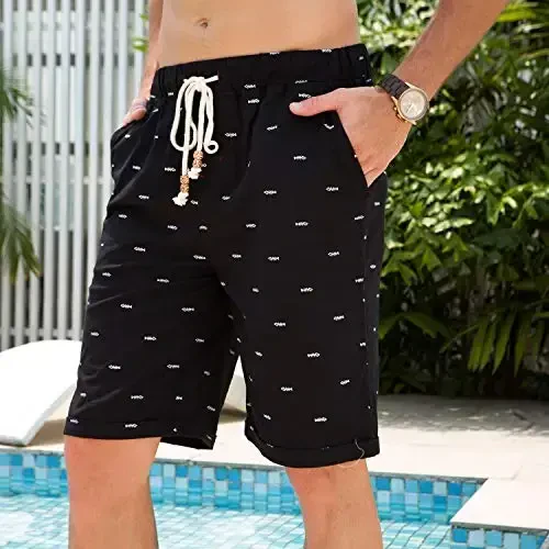 Boisouey Men's Linen Casual Classic Fit Short Summer Beach Shorts - 4