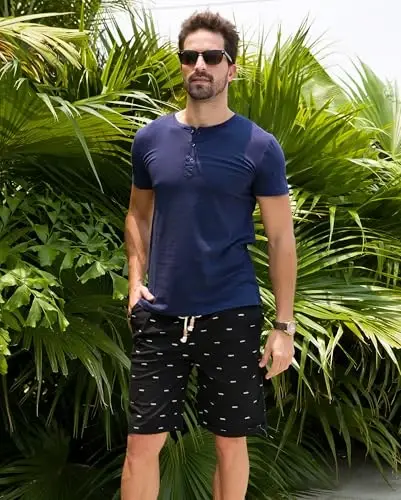 Boisouey Men's Linen Casual Classic Fit Short Summer Beach Shorts - 6