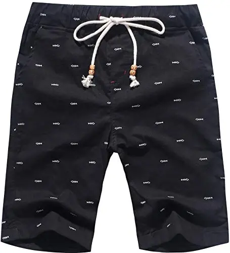 Boisouey Men's Linen Casual Classic Fit Short Summer Beach Shorts 