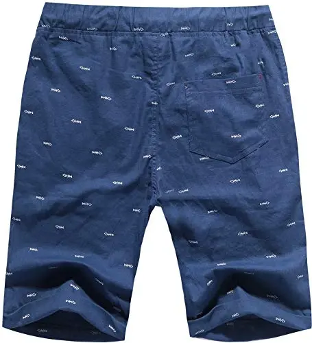 Boisouey Men's Linen Casual Classic Fit Short Summer Beach Shorts - 4