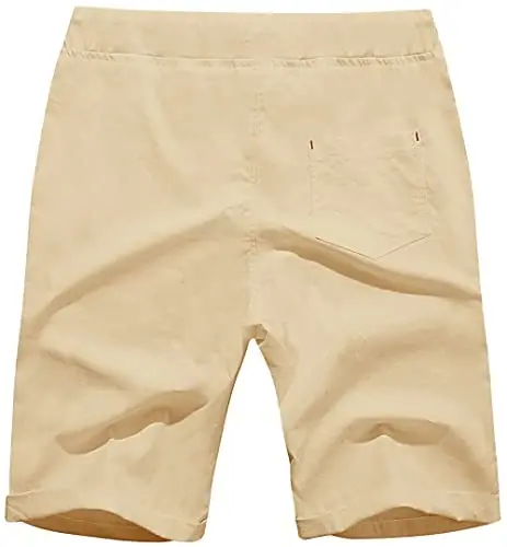 Boisouey Men's Linen Casual Classic Fit Short Summer Beach Shorts - 3