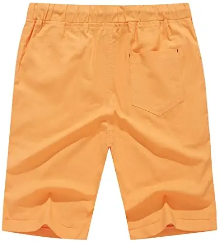 Boisouey Men's Linen Casual Classic Fit Short Summer Beach Shorts - 3