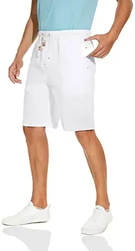 Boisouey Men's Linen Casual Classic Fit Short Summer Beach Shorts - 4