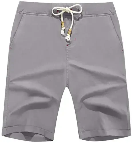 Boisouey Men's Linen Casual Classic Fit Short Summer Beach Shorts - 1